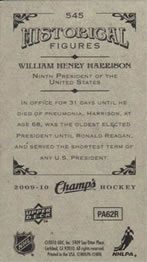 2009-10 Upper Deck Champ's #545 William Henry Harrison Back