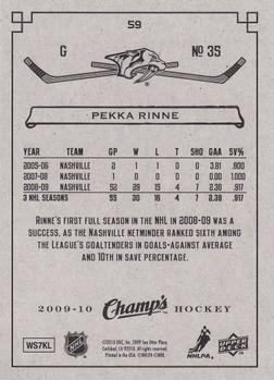 2009-10 Upper Deck Champ's #59 Pekka Rinne Back