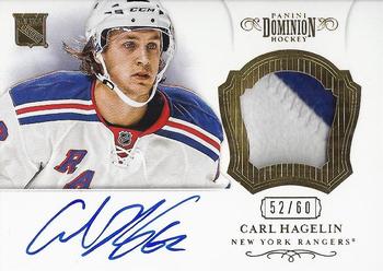 2013-14 Panini Rookie Anthology - 2012-13 Panini Dominion Update: Autographed Patches #35 Carl Hagelin Front
