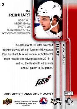 2014 Upper Deck AHL #2 Max Reinhart Back