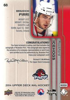 2014 Upper Deck AHL - Autographs #68 Brandon Pirri Back