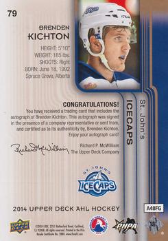 2014 Upper Deck AHL - Autographs #79 Brenden Kichton Back
