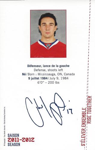 2011-12 Montreal Canadiens #NNO Chris Campoli Back