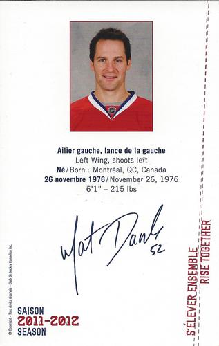 2011-12 Montreal Canadiens #NNO Mathieu Darche Back