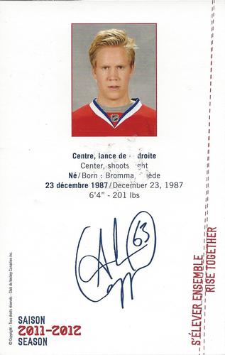 2011-12 Montreal Canadiens #NNO Andreas Engqvist Back