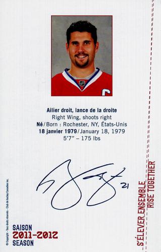 2011-12 Montreal Canadiens #NNO Brian Gionta Back