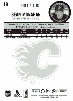 2014-15 O-Pee-Chee - Black Rainbow #18 Sean Monahan Back