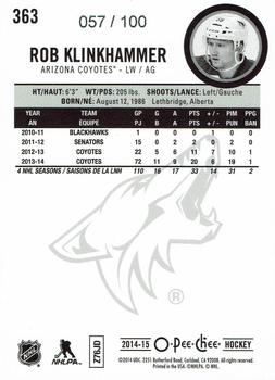 2014-15 O-Pee-Chee - Black Rainbow #363 Rob Klinkhammer Back