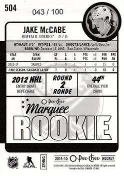 2014-15 O-Pee-Chee - Black Rainbow #504 Jake McCabe Back