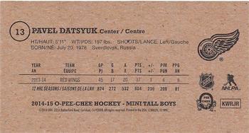 2014-15 O-Pee-Chee - Mini Tall Boys #13 Pavel Datsyuk Back