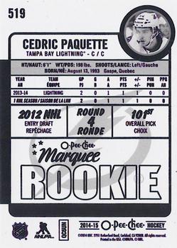 2014-15 O-Pee-Chee - Rainbow #519 Cedric Paquette Back