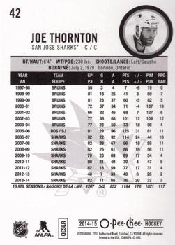 2014-15 O-Pee-Chee - Rainbow #42 Joe Thornton Back