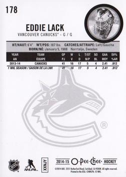2014-15 O-Pee-Chee - Rainbow #178 Eddie Lack Back