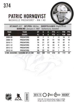 2014-15 O-Pee-Chee - Rainbow #374 Patric Hornqvist Back