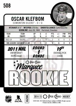 2014-15 O-Pee-Chee - Rainbow #508 Oscar Klefbom Back