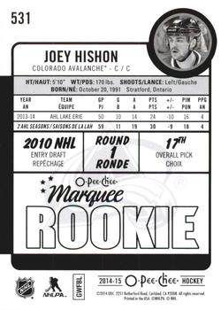 2014-15 O-Pee-Chee - Rainbow #531 Joey Hishon Back