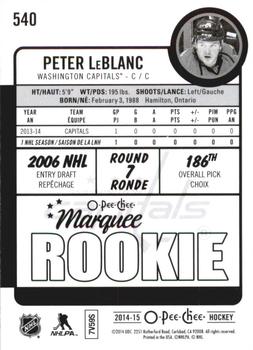 2014-15 O-Pee-Chee - Rainbow #540 Peter LeBlanc Back