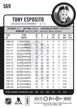 2014-15 O-Pee-Chee - Rainbow #569 Tony Esposito Back
