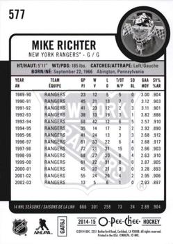 2014-15 O-Pee-Chee - Rainbow #577 Mike Richter Back