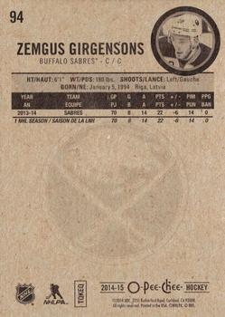 2014-15 O-Pee-Chee - Red #94 Zemgus Girgensons Back