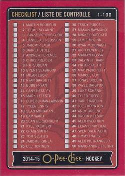 2014-15 O-Pee-Chee - Red #496 Checklist: 1-100 Front