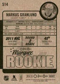 2014-15 O-Pee-Chee - Red #514 Markus Granlund Back