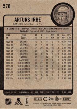 2014-15 O-Pee-Chee - Red #578 Arturs Irbe Back