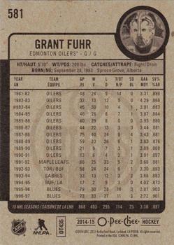 2014-15 O-Pee-Chee - Red #581 Grant Fuhr Back