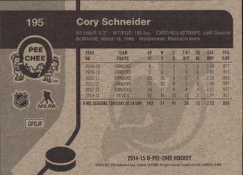2014-15 O-Pee-Chee - Retro #195 Cory Schneider Back