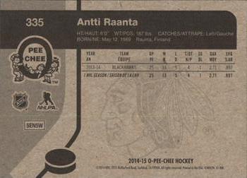 2014-15 O-Pee-Chee - Retro #335 Antti Raanta Back
