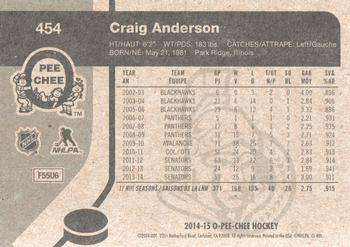 2014-15 O-Pee-Chee - Retro #454 Craig Anderson Back