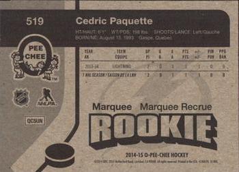 2014-15 O-Pee-Chee - Retro #519 Cedric Paquette Back