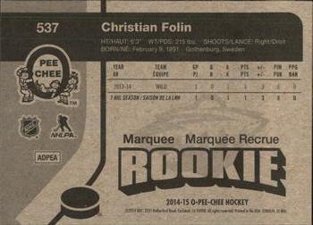 2014-15 O-Pee-Chee - Retro #537 Christian Folin Back