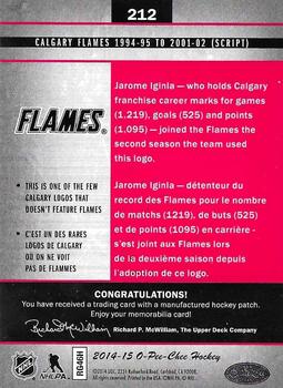 2014-15 O-Pee-Chee - Team Logo Patches #212 Calgary Flames 1994-95 to 2001-02 (Script) Back