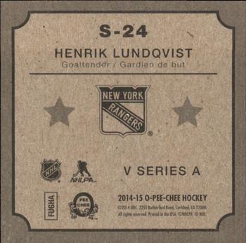 2014-15 O-Pee-Chee - V Series A #S-24 Henrik Lundqvist Back