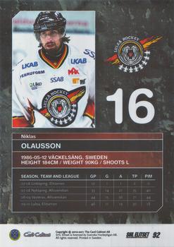 2010-11 SHL Elitset #92 Niklas Olausson Back