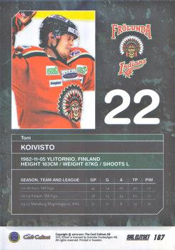 2010-11 SHL Elitset #187 Toni Koivisto Back