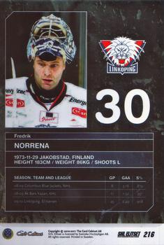 2010-11 SHL Elitset #216 Fredrik Norrena Back