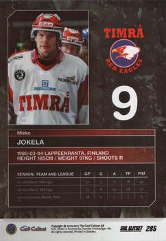 2010-11 SHL Elitset #285 Mikko Jokela Back
