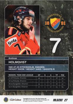 2010-11 SHL Elitset #27 Andreas Holmqvist Back