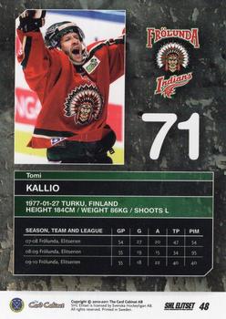 2010-11 SHL Elitset #48 Tomi Kallio Back
