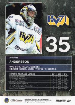 2010-11 SHL Elitset #62 Andreas Andersson Back