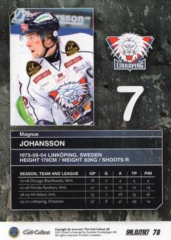 2010-11 SHL Elitset #78 Magnus Johansson Back