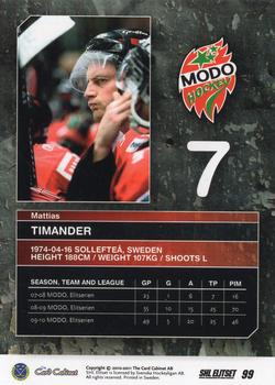 2010-11 SHL Elitset #99 Mattias Timander Back