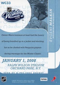 2008-09 O-Pee-Chee - Winter Classic Highlights #WC33 Evgeni Malkin Back