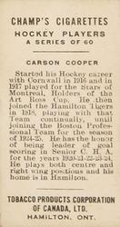 1924-25 Champ's Cigarettes (C144) #NNO Carson Cooper Back