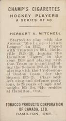 1924-25 Champ's Cigarettes (C144) #NNO Herbert A. Mitchell Back