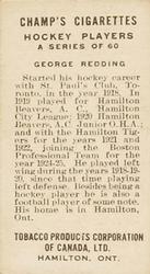 1924-25 Champ's Cigarettes (C144) #NNO George Redding Back