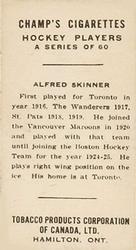 1924-25 Champ's Cigarettes (C144) #NNO Alfred Skinner Back