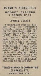 1924-25 Champ's Cigarettes (C144) #NNO Aurel Joliat Back